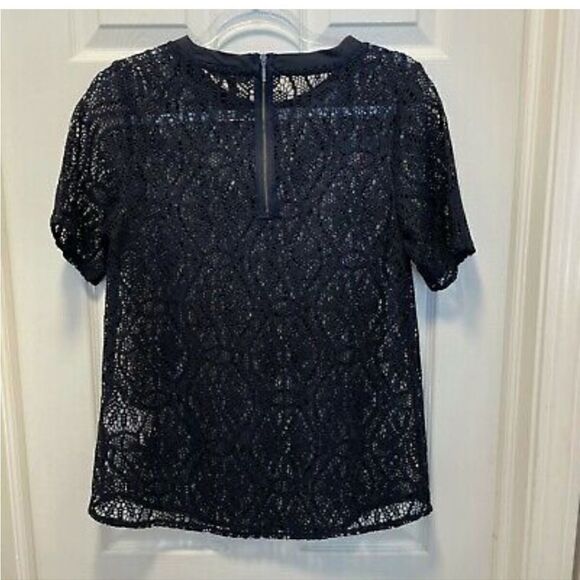 Banana Republic Crochet Navy Short Sleeve Top - Picture 4 of 11